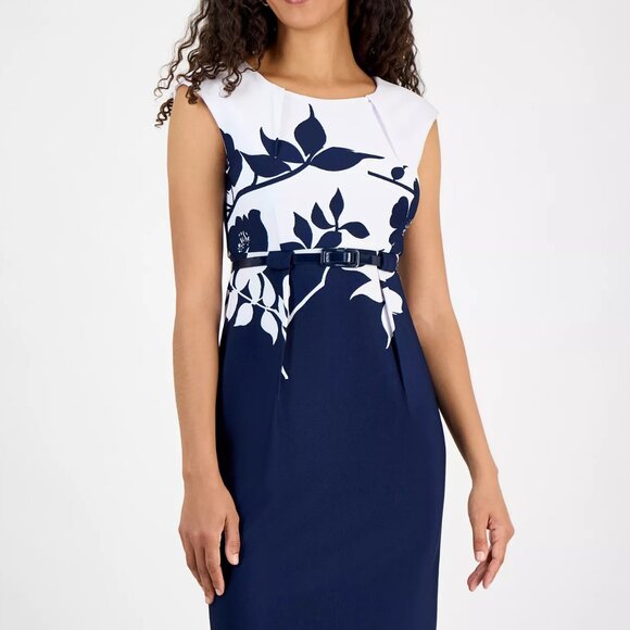 Connected Women's Scuba-Crepe Cap-Sleeve Sheath Dress - Nvy, Size 4, MSRP: 89 $ - Picture 1 of 4
